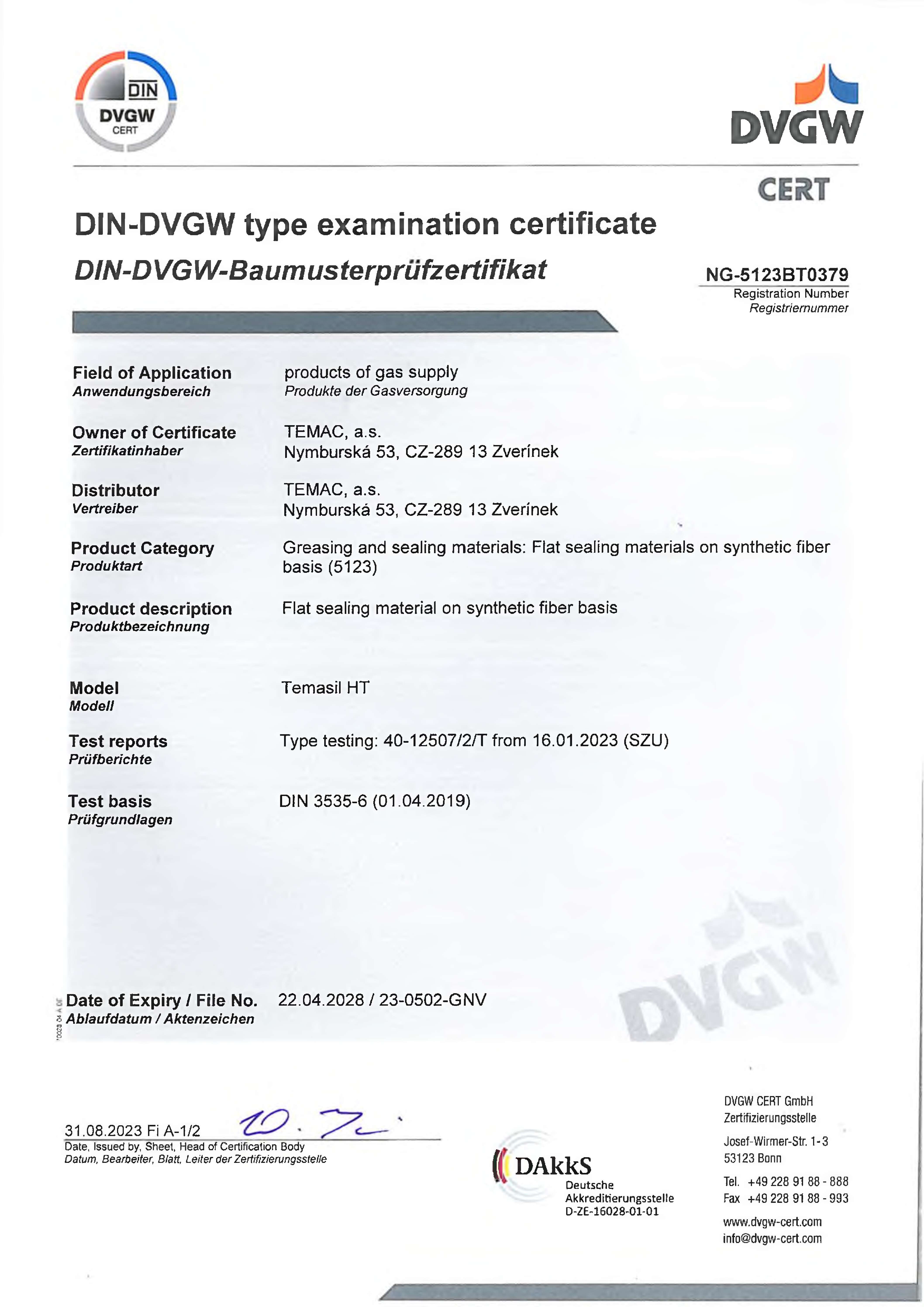 DVGW-Temasil HT